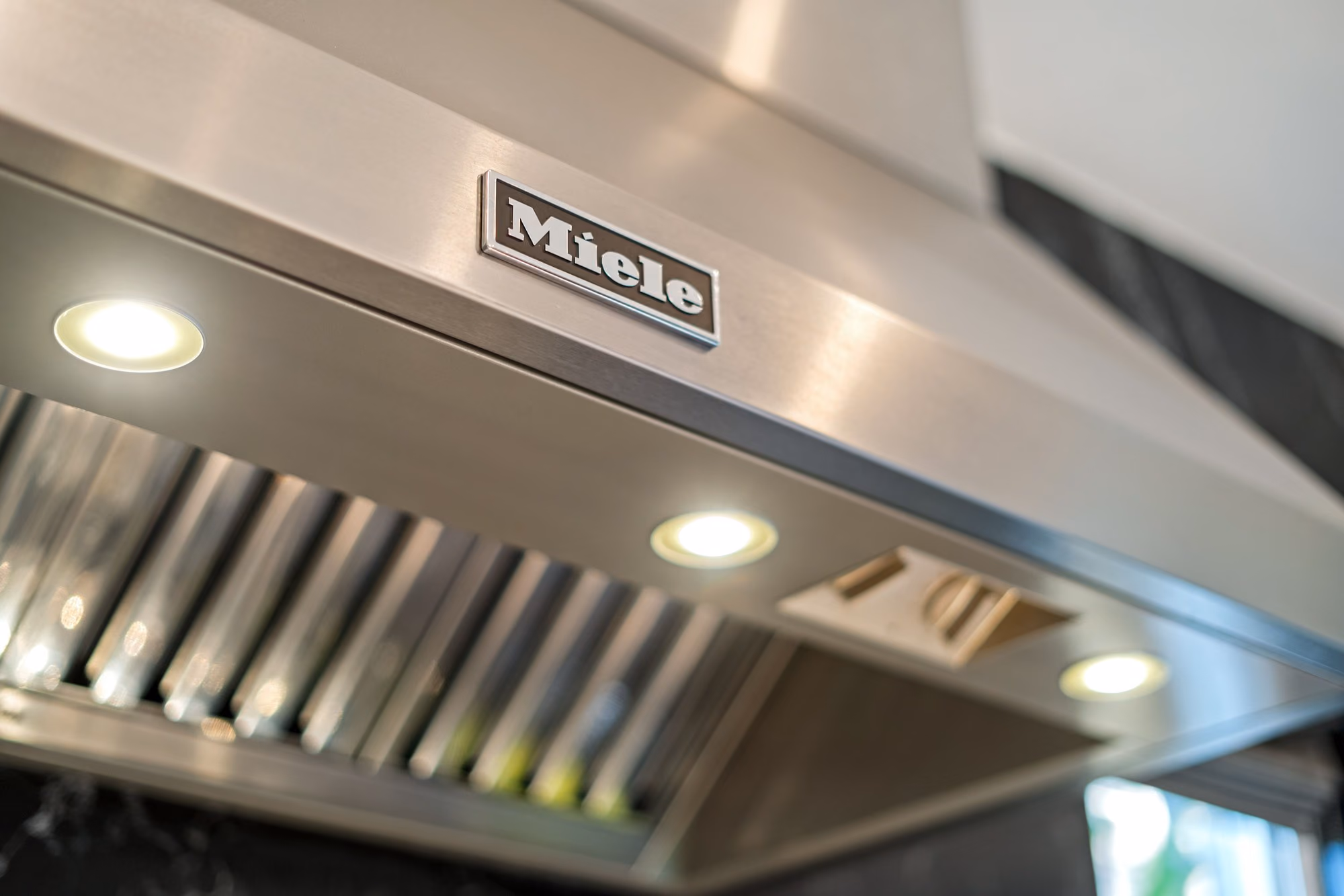 Stainless steel range hood detail
