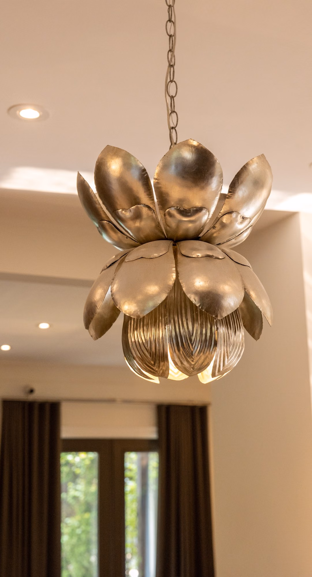 Lotus pendant light over the kitchen