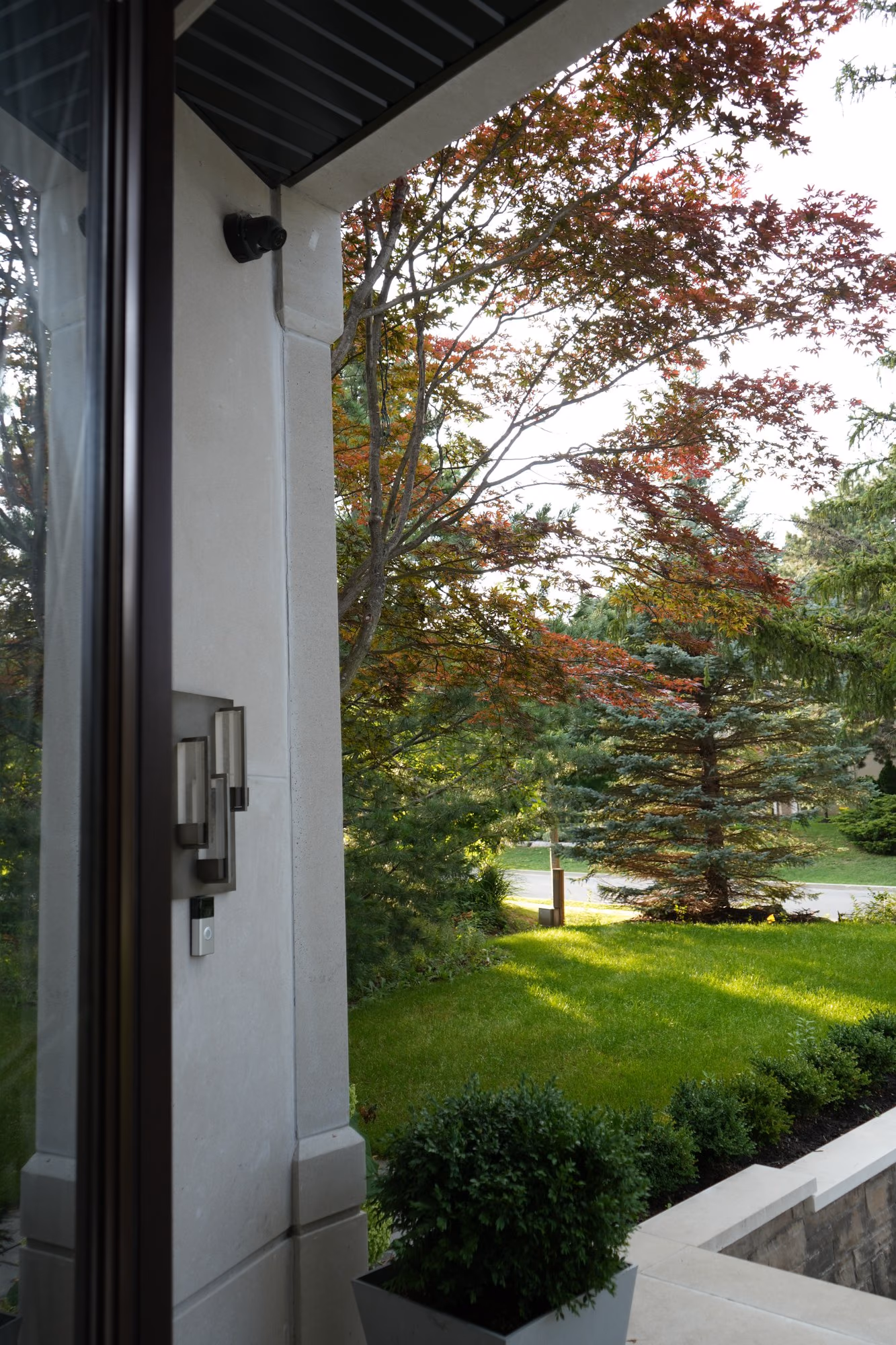 Garden view through the front door