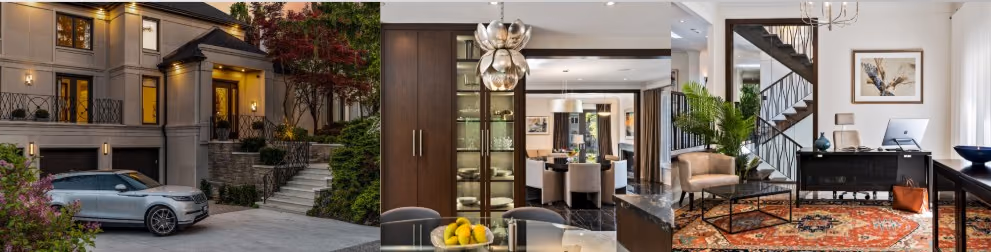 Toronto Residence project photos: exterior with car, cabinet and dining, home office